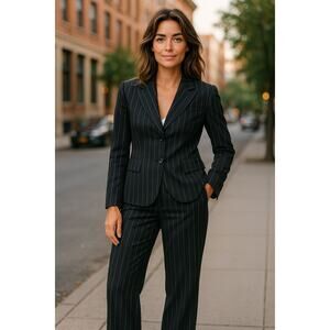 Kenneth Cole Women’s 2pc Striped Suit Black Business Casual Corpcore XL